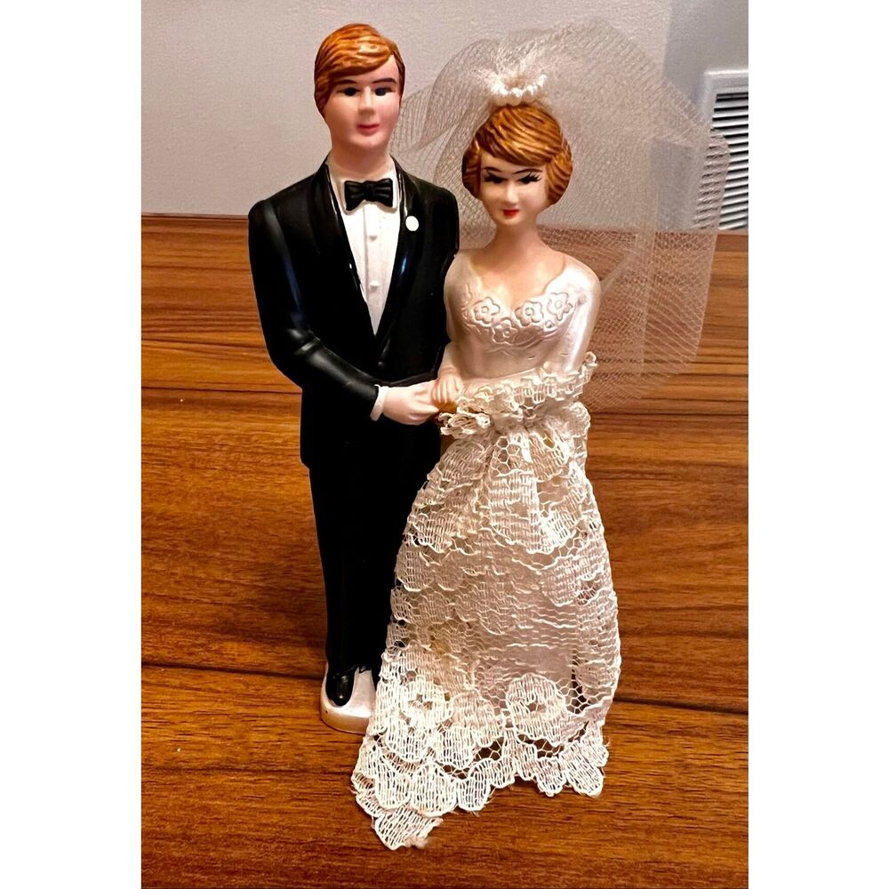 Vintage Wedding Cake Topper Bride Groom MCM